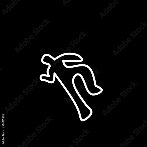 Chalk outlined murder victim illustration. Dead body silhouette. Criminology Police Crime Investigation Scene. Vector illustration