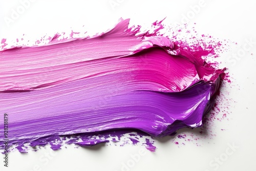 thick pink and purple acrylic oil paint brush stroke on white background isolated, Generative AI