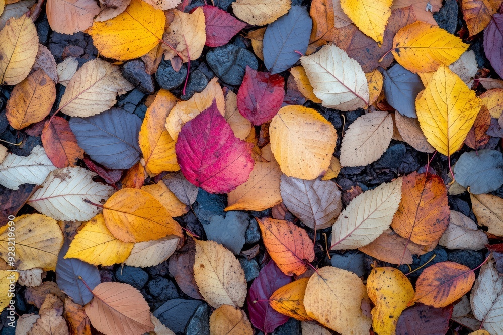 Colorful autumn fall foliage leaf at the ground, fall season