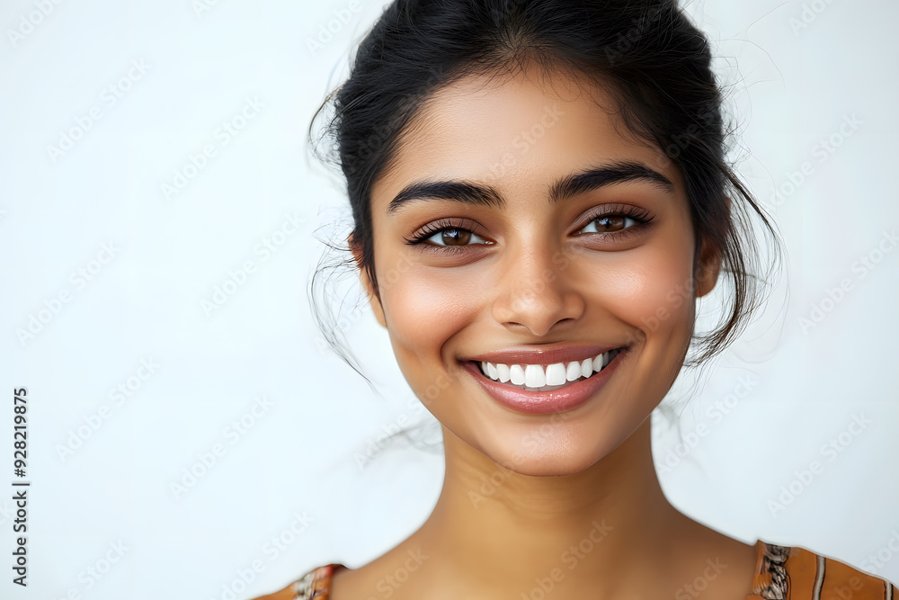 Beautiful Indian woman face. Close up girls face. Skin care beauty treatments concept