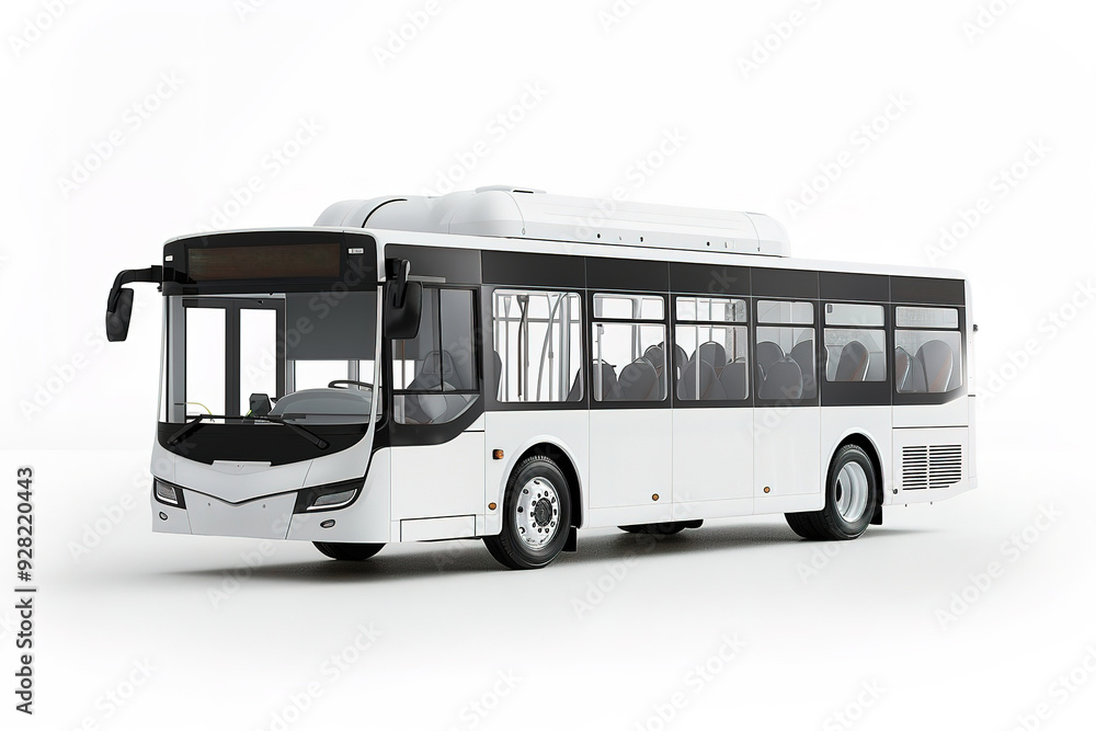 Modern city bus on a white background with space for text. Modern city bus on a white background with space for text.