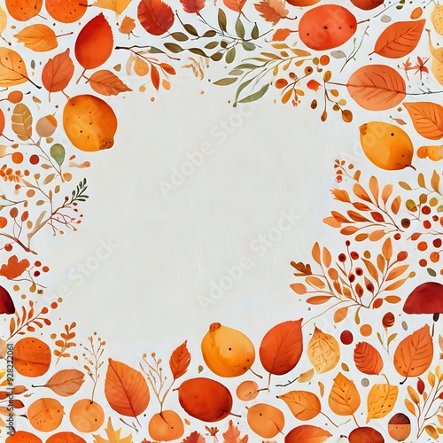Autumnal Floral Pattern with Seamless Background