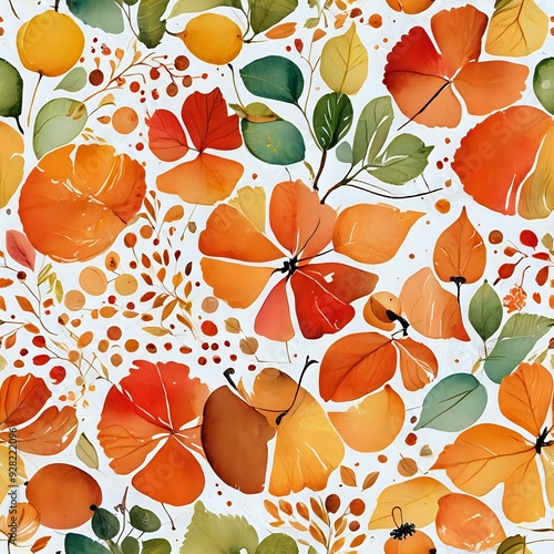 Colorful Autumn Leaf Pattern with a Seamless Design