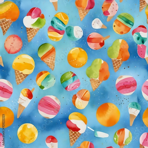 Colorful Candy Ice Cream Seamless Pattern