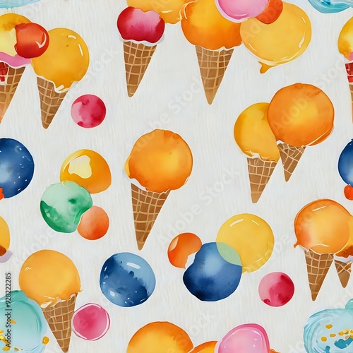 Vibrant Watermelon Ice Cream Seamless Pattern