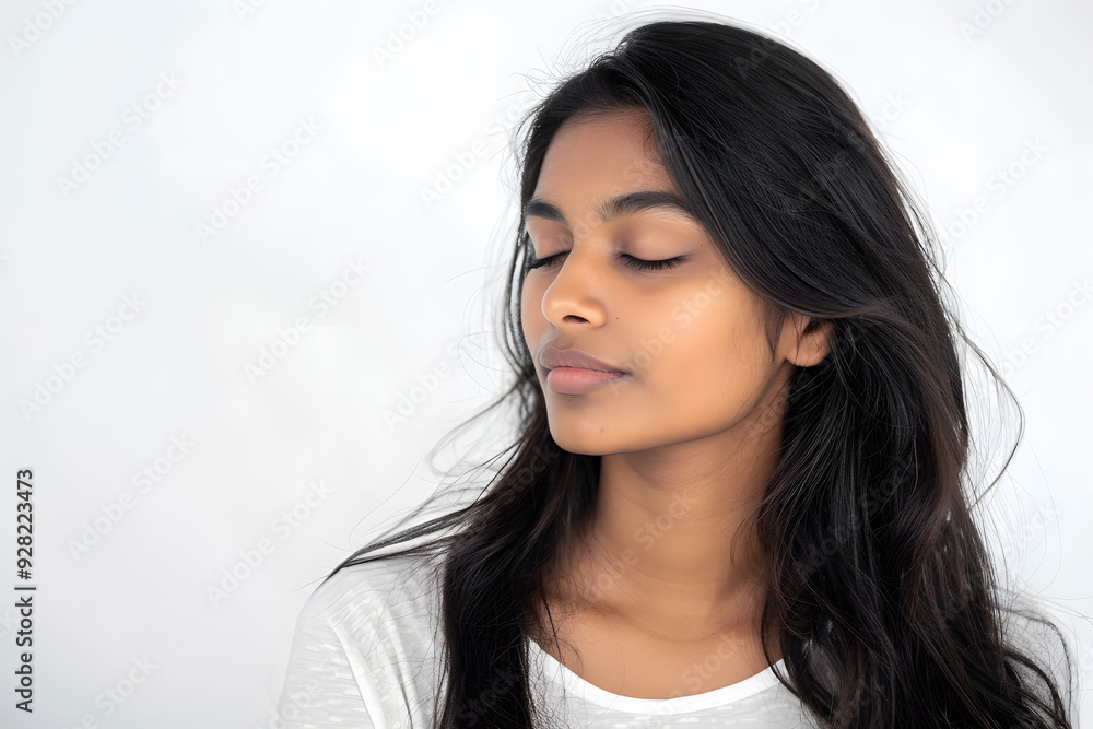 Close up Beautiful Indian woman portrait isolated on white. Skin care beauty treatments concept Close up Beautiful Indian woman portrait isolated on white. Skin care beauty treatments concept