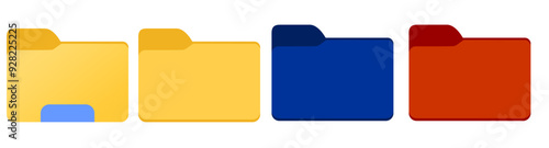 set of icon folder computer file colourful document binder data archive, modern simple 3d yellow blue black flat vector symbol for website design logo