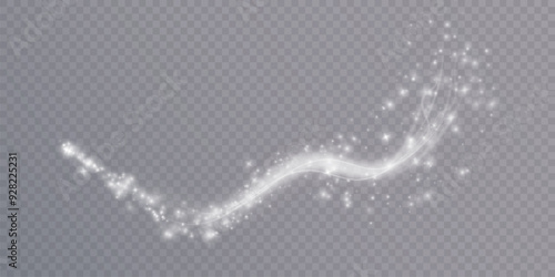 The effect of curved lines of bright glow in warm-light tones. The effect of shining magical lines, curved in space with flickering points of bright sparks.
