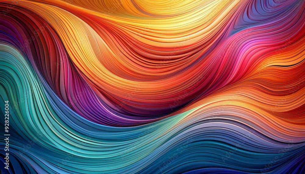 Abstract vibrant colorful wavy line pattern on a black background, creating a dynamic and energetic visual effect with flowing curves and contrasting hues Abstract vibrant colorful wavy line pattern on a black background, creating a dynamic and energetic visual effect with flowing curves and contrasting hues