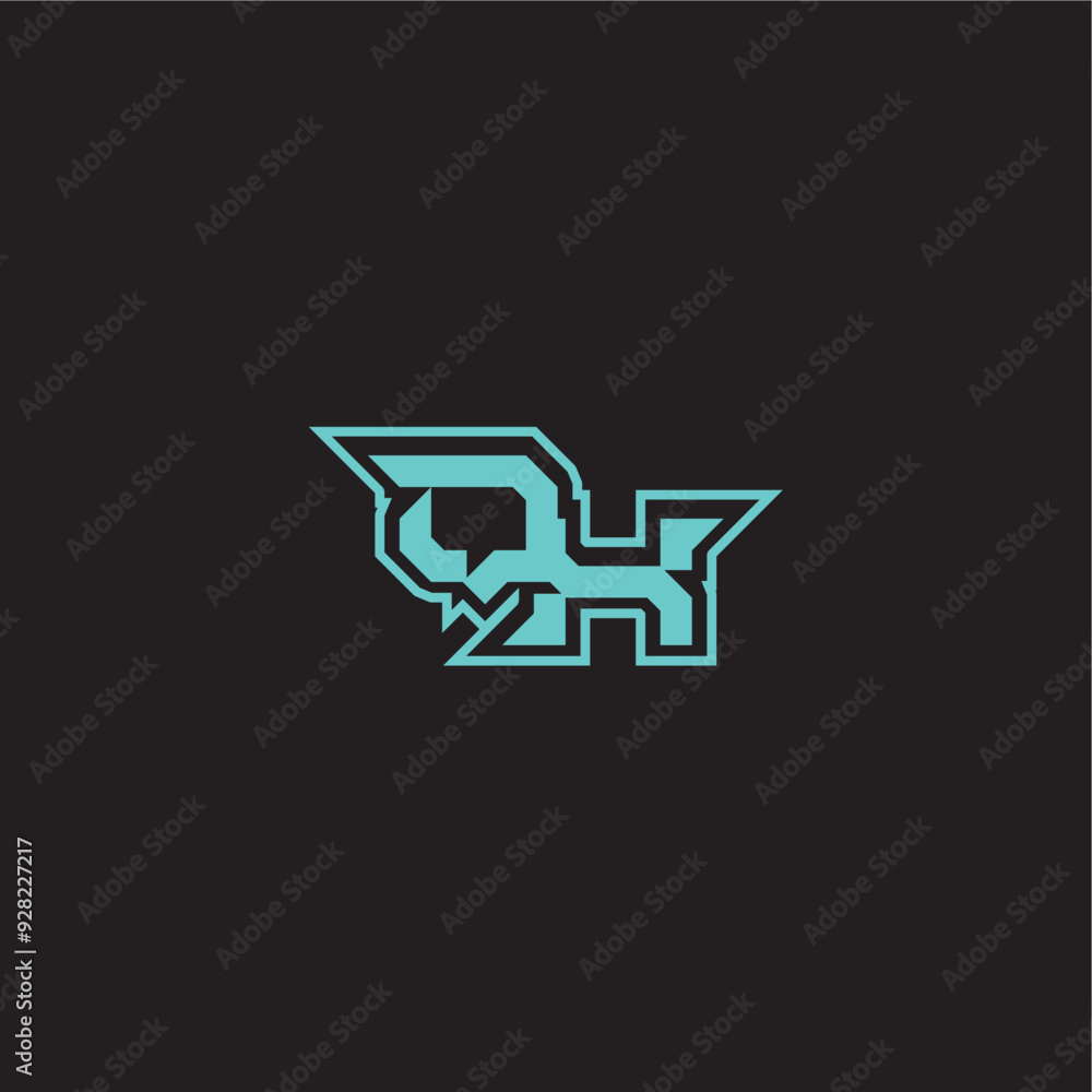 dynamic gaming monogram logo sporty and bold concept QX blue esport letter dynamic gaming monogram logo sporty and bold concept QX blue esport letter