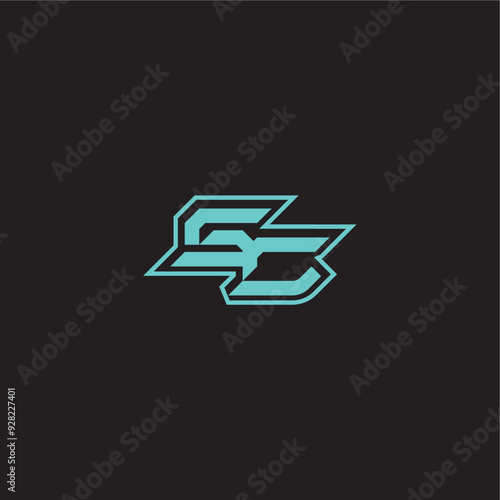 dynamic gaming monogram logo sporty and bold concept SC blue esport letter