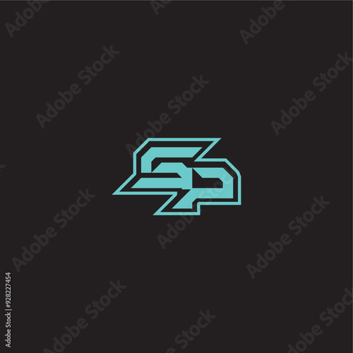 dynamic gaming monogram logo sporty and bold concept SP blue esport letter