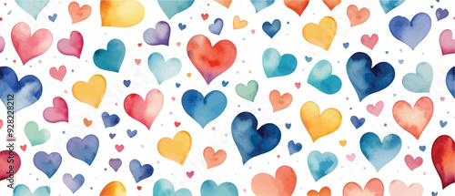 Heart floral pattern background watercolor style2 photo