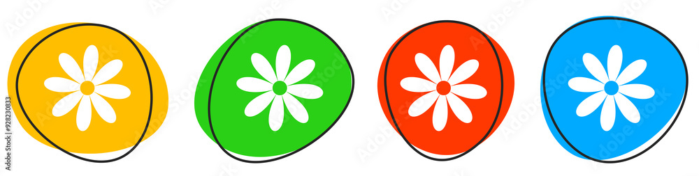 4 bunte Icons: Blume - Button Banner 4 bunte Icons: Blume - Button Banner