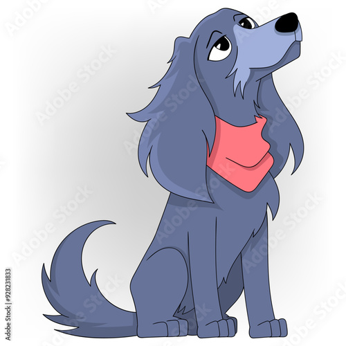 gray guard dog with a pitiful face, thin body