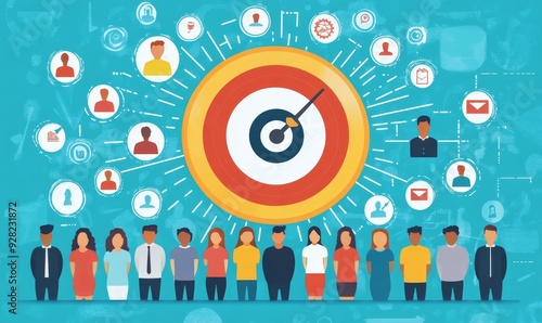 An illustration of identifying the target audience through market research, creating personalized marketing strategies to engage different customer, Generative AI