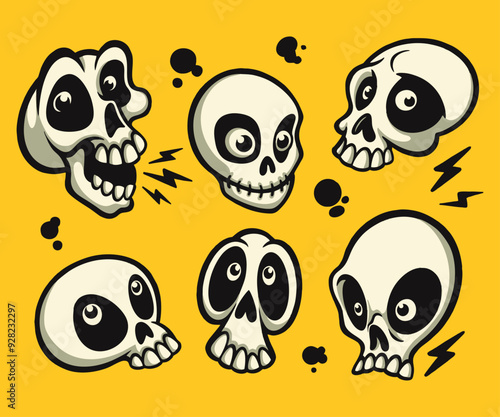 HAND-DRAWN CUTE SKULL BUNDLING VECTOR photo