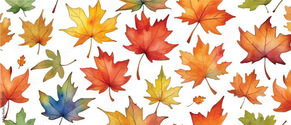 Maple leaves pattern background watercolor style2 Maple leaves pattern background watercolor style2