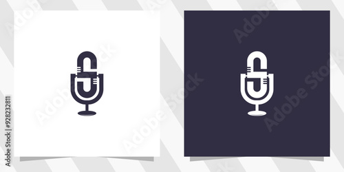 letter s with podcast logo design vector