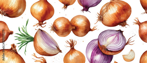 Onion pattern background in watercolor style3