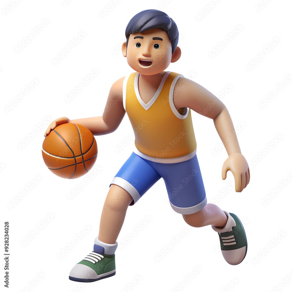 Basketball player 3D render icon isolated on white background Basketball player 3D render icon isolated on white background