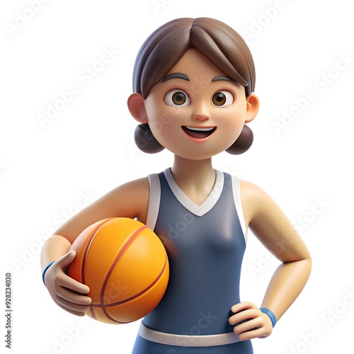 Female basketball player 3D render icon isolated on white background photo