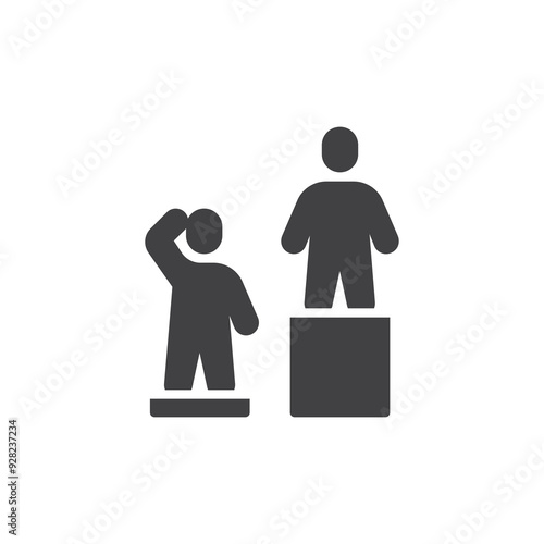 Wide gap between two people vector icon