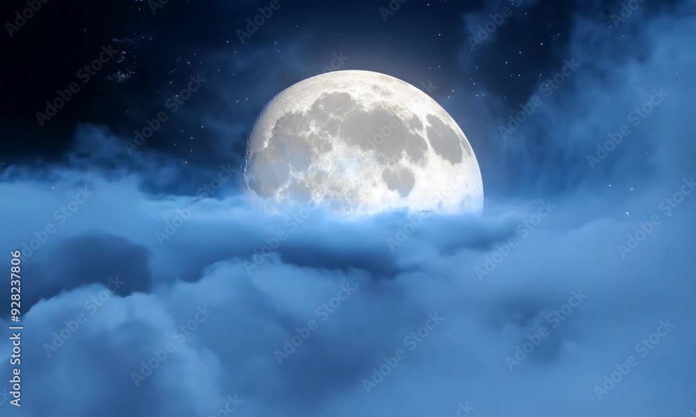 Flying Through The Clouds with moon background Flying Through The Clouds with moon background