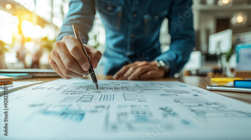 A businessman sketching a b...
