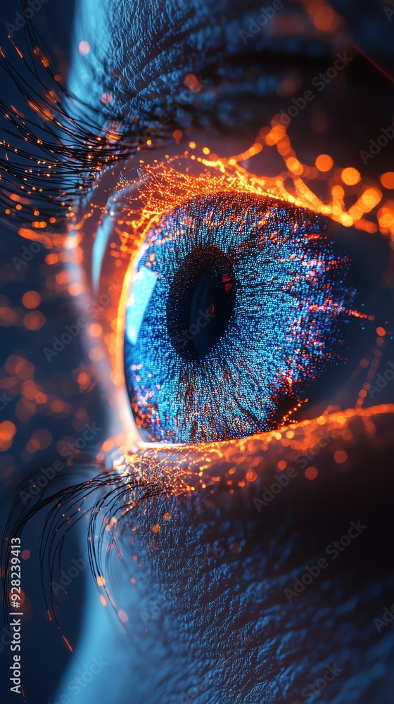 Abstract digital eye with glowing particles. Abstract digital eye with glowing particles.