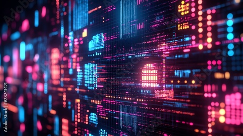 Wallpaper Mural Abstract glowing digital data grid. Torontodigital.ca