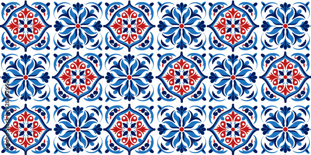 Traditional blue red turkish tiles Traditional blue red turkish tiles