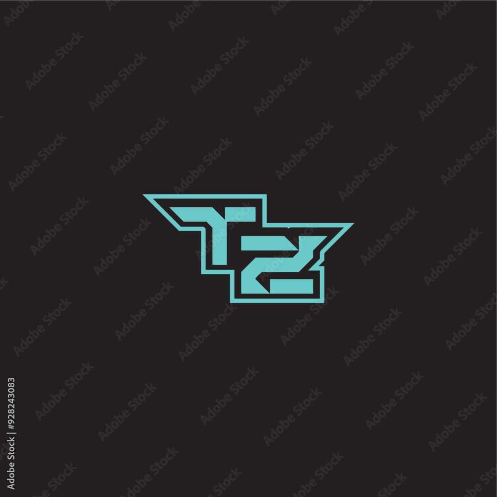 sporty and bold concept TZ dynamic gaming monogram logo letter blue esport sporty and bold concept TZ dynamic gaming monogram logo letter blue esport