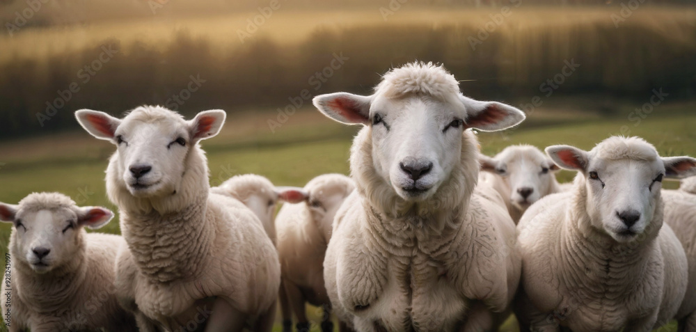 Sheep and lambs a concept of good followers and herd mentality. Sheep and lambs a concept of good followers and herd mentality.