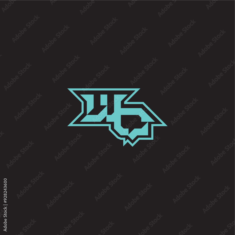 sporty and bold concept WQ dynamic gaming monogram logo letter blue esport sporty and bold concept WQ dynamic gaming monogram logo letter blue esport