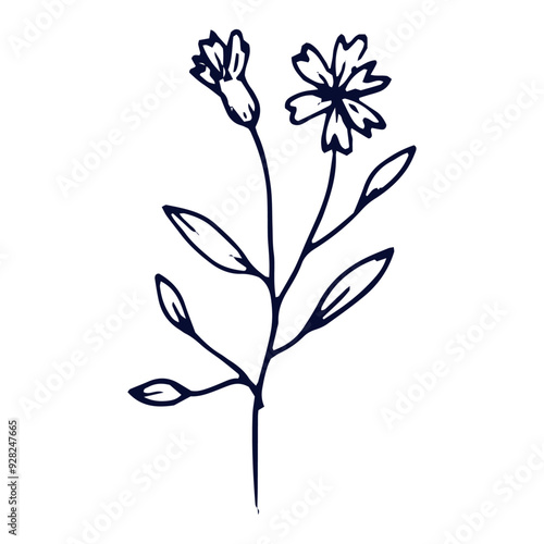 Wallpaper Mural Hand drawn flat design simple flower outline isolated Torontodigital.ca