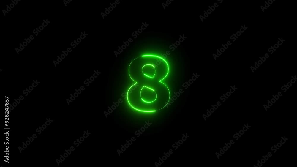 Animation of bright neon number 8. Glowing neon number eight. Animation of bright neon number 8. Glowing neon number eight.