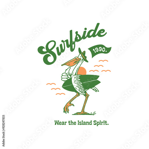 Surfside 1990 Vintage Pelican Graphic Tee