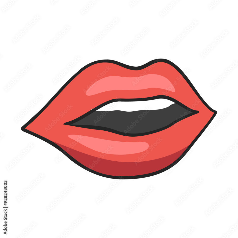 Mouth pop art icon isolated on white background Mouth pop art icon isolated on white background