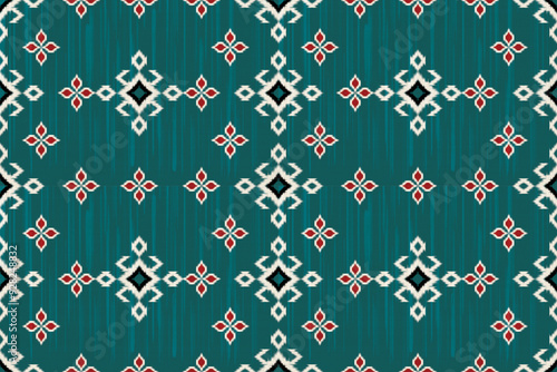 Ikat pattern embroidery ethnic oriental pattern traditional. Aztec geometric art ornament folk pattern ethnic abstract art. seamless fabric. Design for carpet,cover.wallpaper,wrapping,fabric,clothing photo