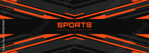 Modern sports banner design with diagonal orange and gray lines. Abstract sports background. Vector illustration