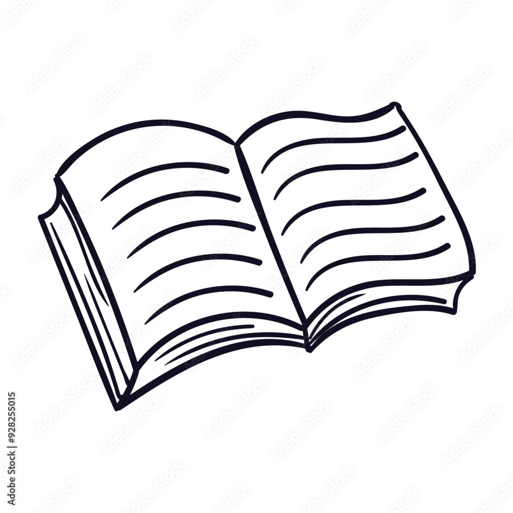 Hand drawn book cartoon illustration on the white background Hand drawn book cartoon illustration on the white background