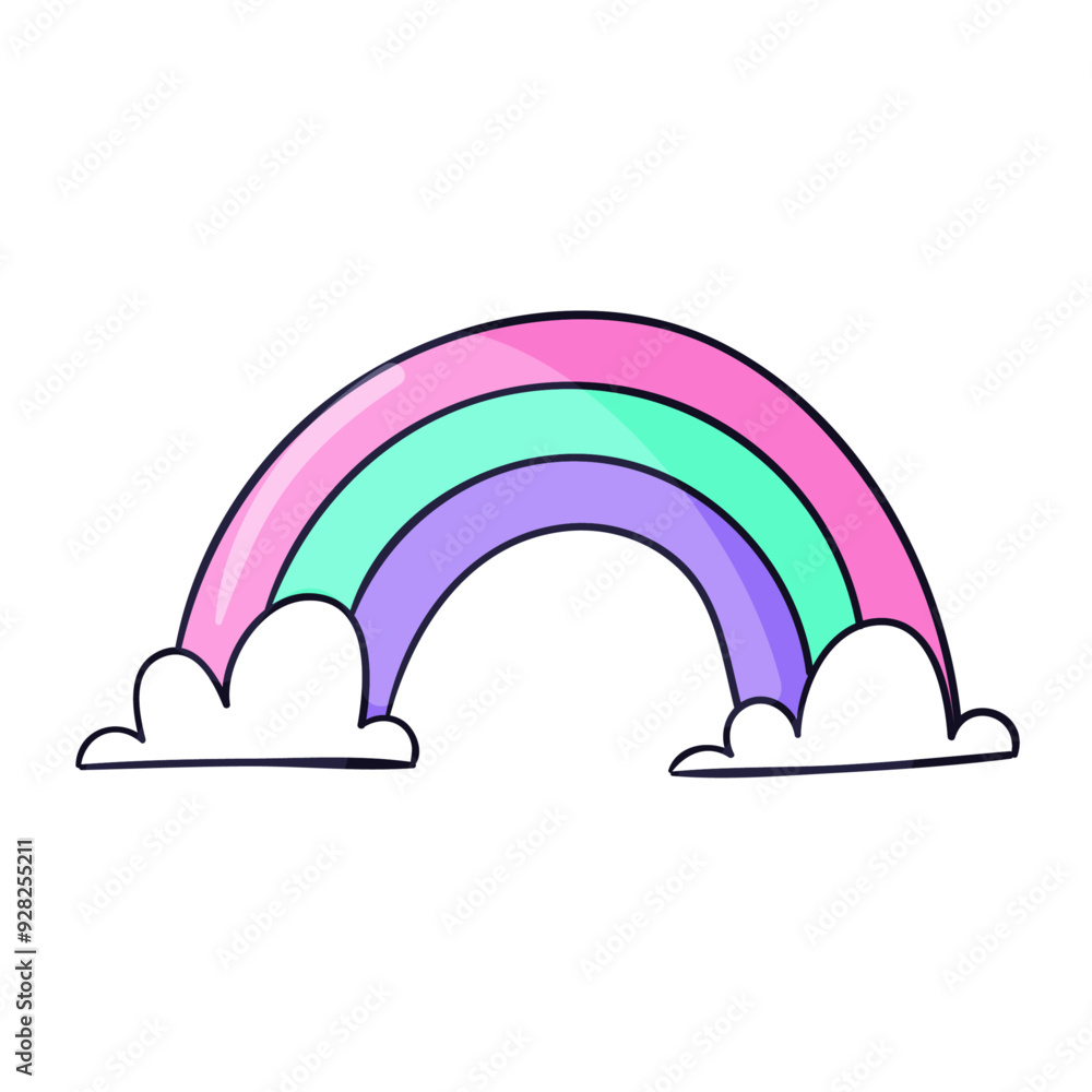 Hand drawn Rainbow cartoon retro illustration Hand drawn Rainbow cartoon retro illustration