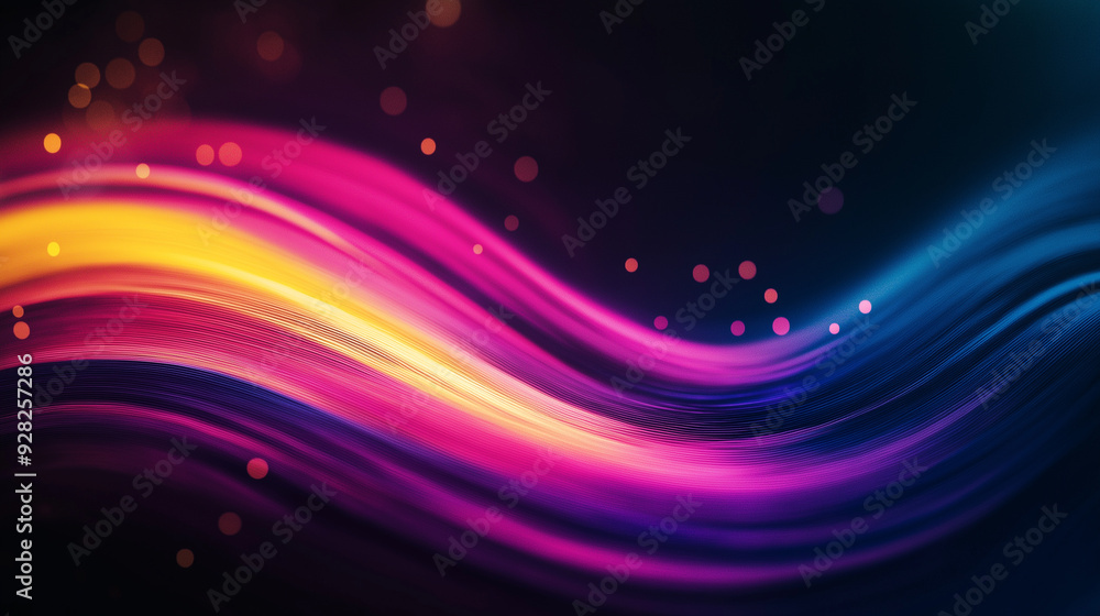 Colorful abstract waves in bright hues of pink, purple, and orange against a dark background creating a dynamic visual effect Colorful abstract waves in bright hues of pink, purple, and orange against a dark background creating a dynamic visual effect