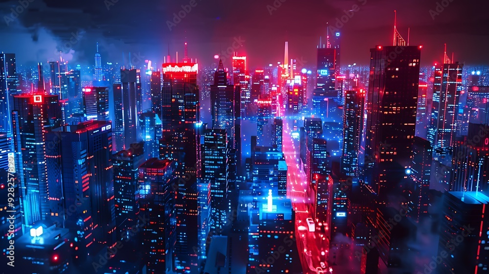 Aerial panorama of Hong Kong cityscape at dusk, with skyscrapers illuminated by countless lights against the dark sky Aerial panorama of Hong Kong cityscape at dusk, with skyscrapers illuminated by countless lights against the dark sky