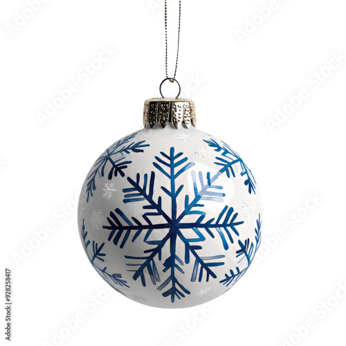 A beautifully designed blue and white ornament featuring intricate snowflake patterns, perfect for holiday decorations.