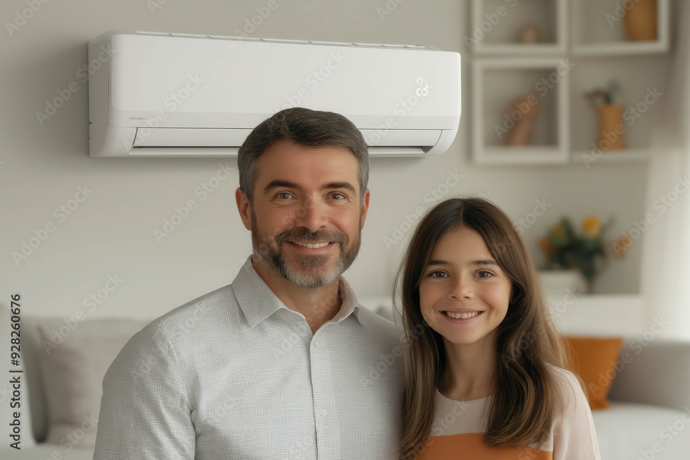 Young Family Couple Enjoying Life In Their Apartment With A Modern Air Conditioning System Young Family Couple Enjoying Life In Their Apartment With A Modern Air Conditioning System