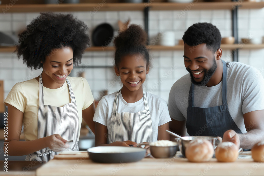 Happy Family Cooking Together In Kitchen Happy Family Cooking Together In Kitchen