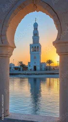 Mosque Sunset Islamic Frame...