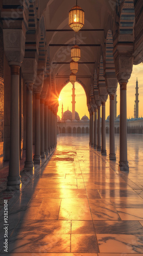 Mosque Sunset Islamic Frame...